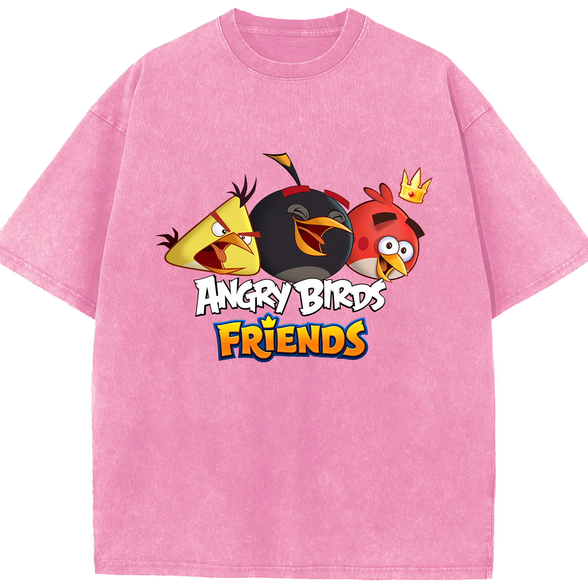（画像用） Angry Birds アングリーバード 綿100% ヴィンテージ風 半袖Tシャツ（フロントプリント）